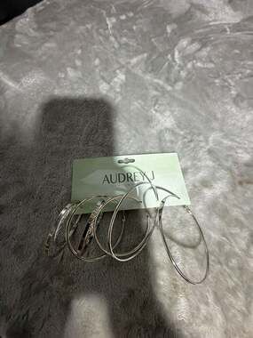 Audrey J Los Angeles Silver Tone Multi-Style Hoop Earring Set
